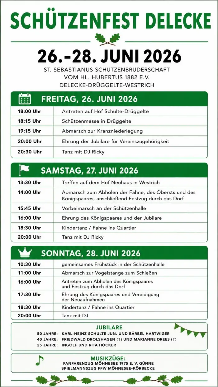 Das Programm, so wie es ursprünglich geplant war. Der Umzug am Samstag und die Parade sind auf das Nötigste gekürzt — wegen der großen Hitze.